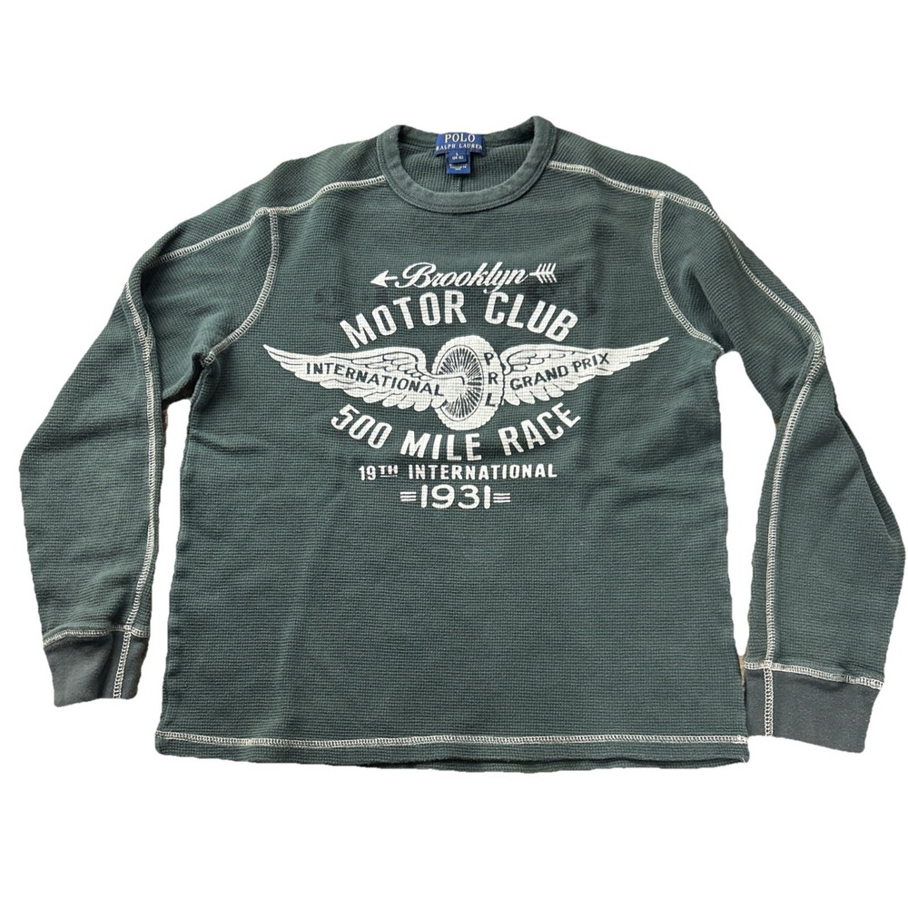 Polo Ralph Lauren Boys Thermal Shirt Large 14-16 Brooklynn Motor Club Long Sleev
